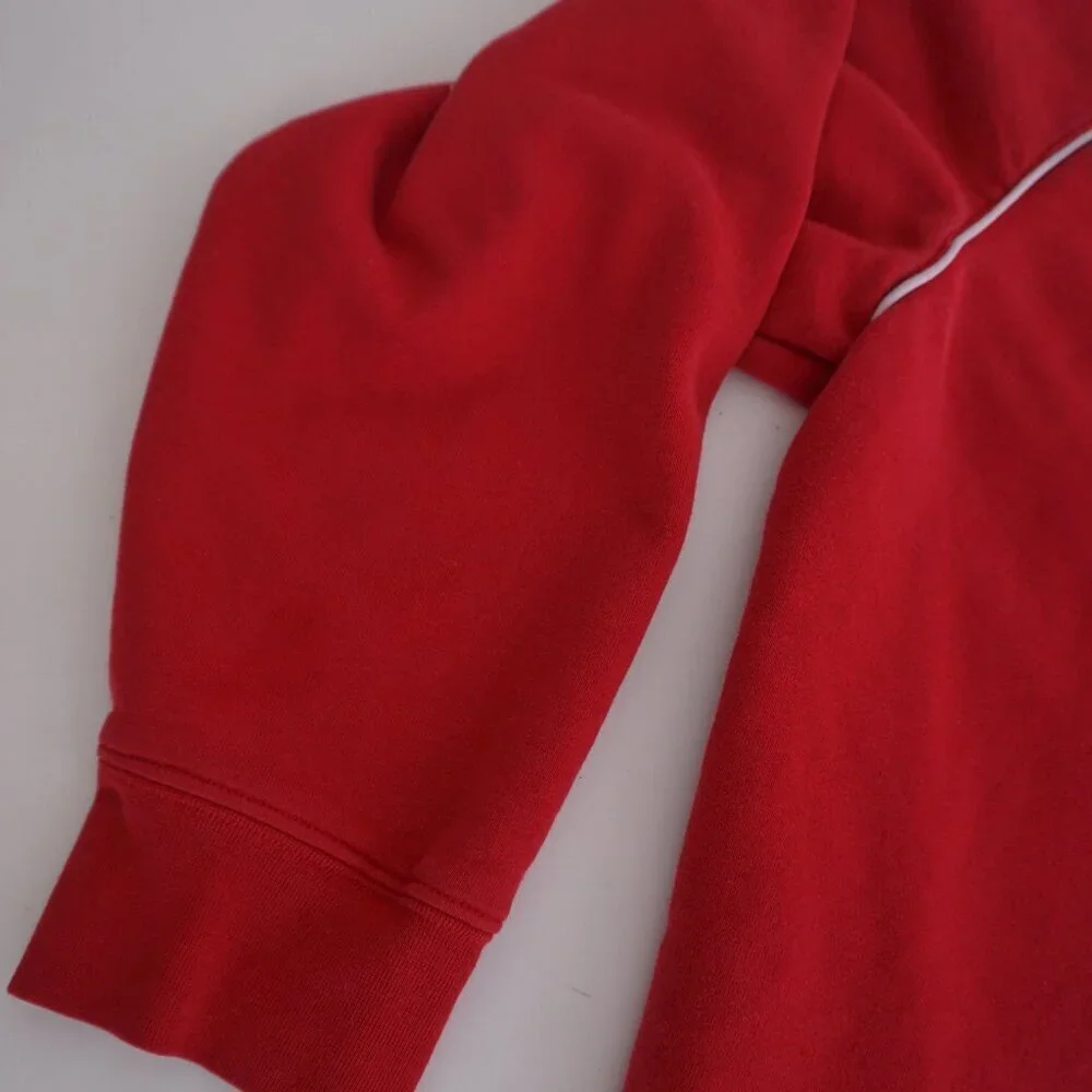 Vintage '90S Canadian Classics Red Navy Cotton Quarter Zip Pull Over Sweater L - Picture 8 of 11